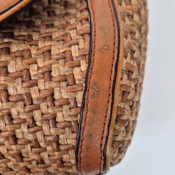 Brooks Brothers Natural Straw Weave with Leather Trim Crossbody - Picture 14 of 16